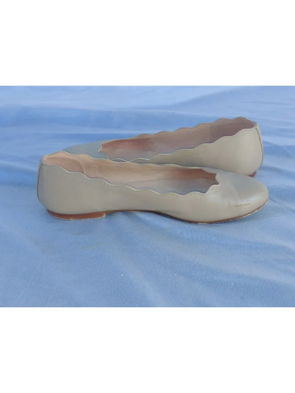 French Soles Leather Jigsaw Ballet Flat Round Toe Size 8